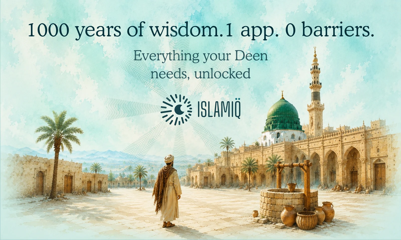 IslamIQ launch artwork reading one thousand years of wisdom, one app, zero barriers